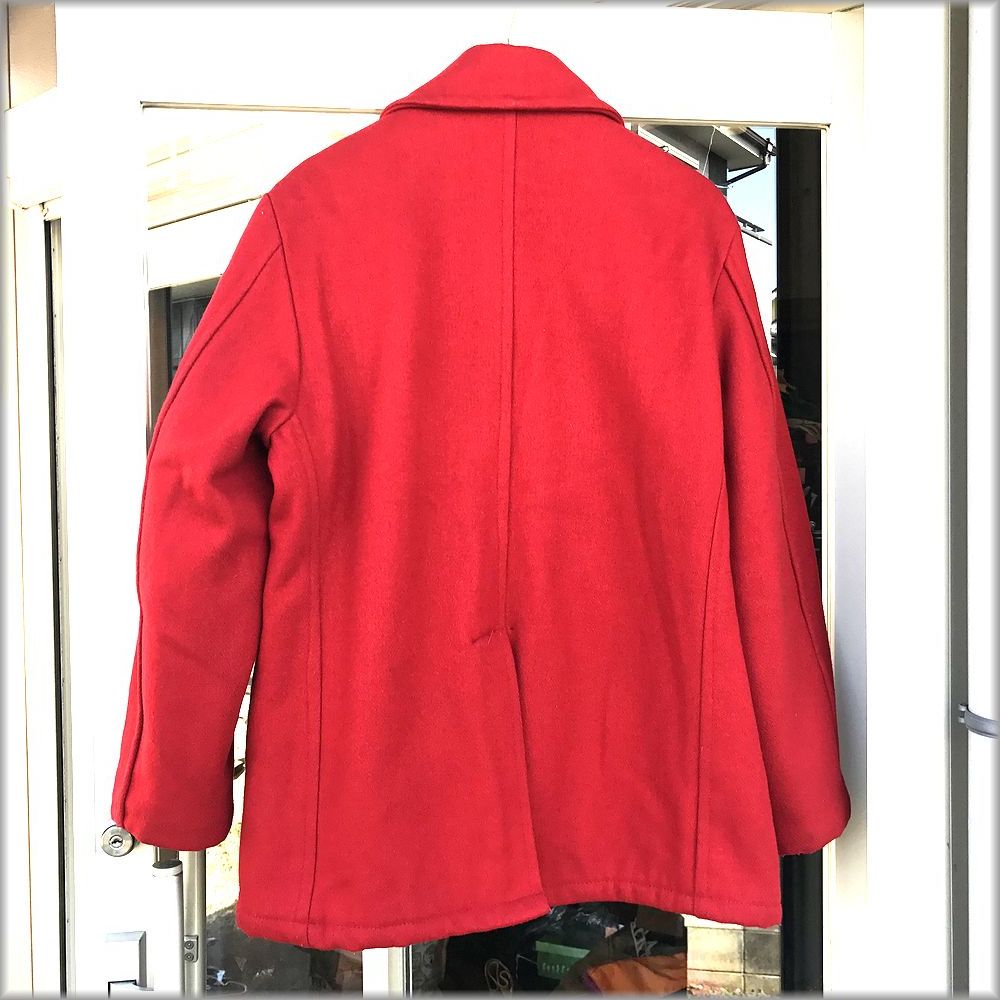 *USA made pea coat size L red red * inspection jacket military pea coat Vintage 