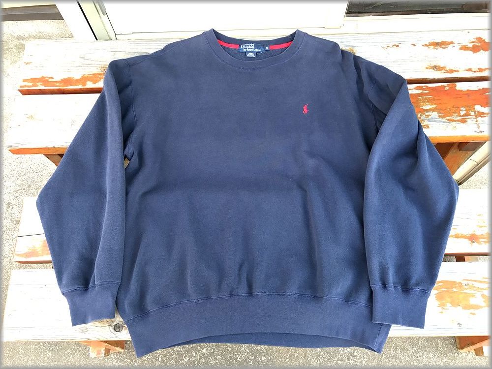 * Polo Ralph Lauren sweat sweatshirt one Point Logo size M navy blue color * inspection big Silhouette 90s Vintage plain 