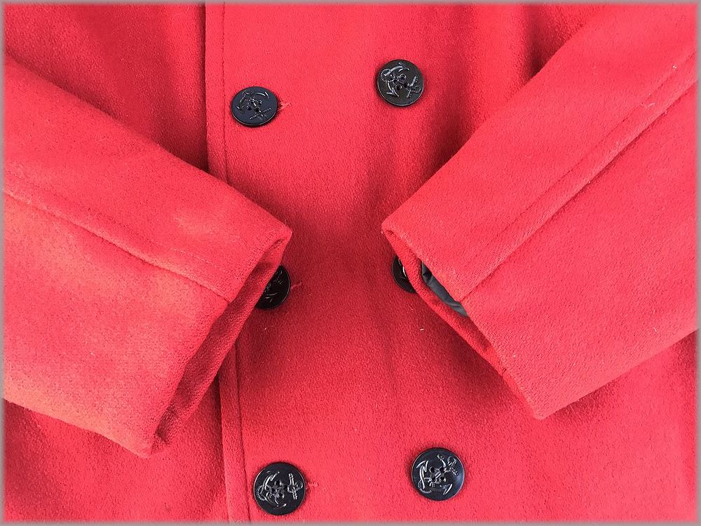 *USA made pea coat size L red red * inspection jacket military pea coat Vintage 