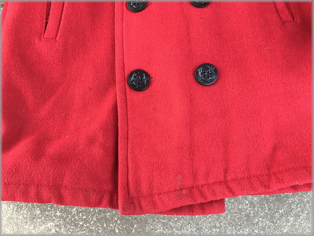 *USA made pea coat size L red red * inspection jacket military pea coat Vintage 