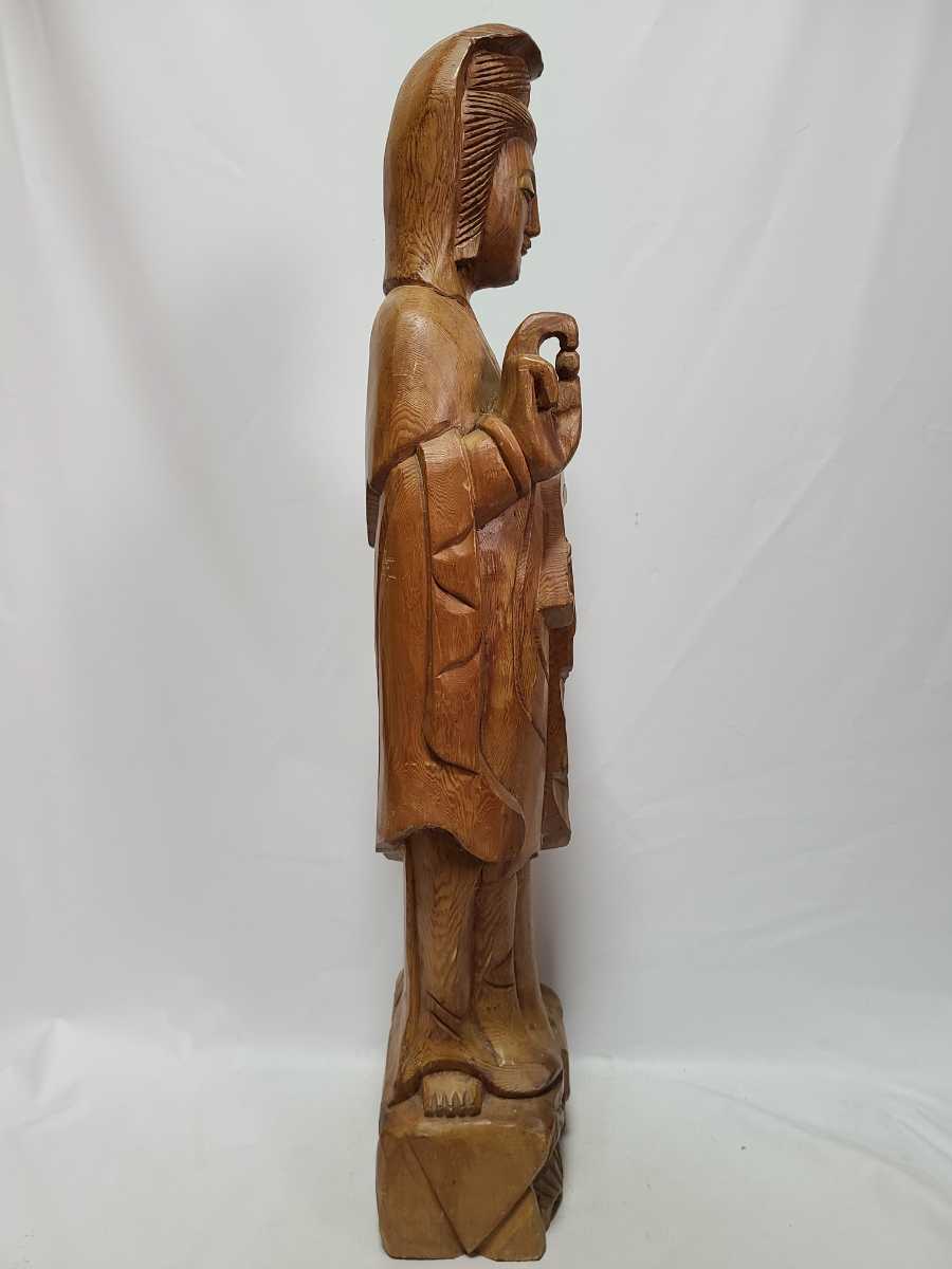 一木造 約90cm 聖観世音菩薩立像 観自在菩薩 観音様 仏像 仏教美術
