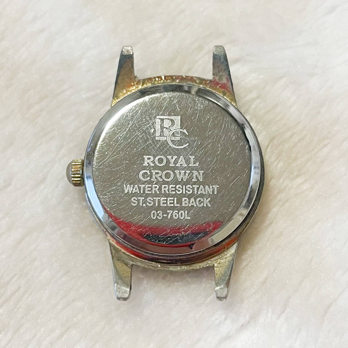 【時計●Royal Crown(ロイヤルクラウン) 03-760L 白×銀/動作未確認(3179)】_画像2