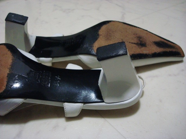 * LINEA WALLYS Италия производства VEROCUOIO натуральная кожа дыра перфорирование белый белый туфли-лодочки каблук сандалии шлепанцы кожа обувь 36.5 23.5cm M