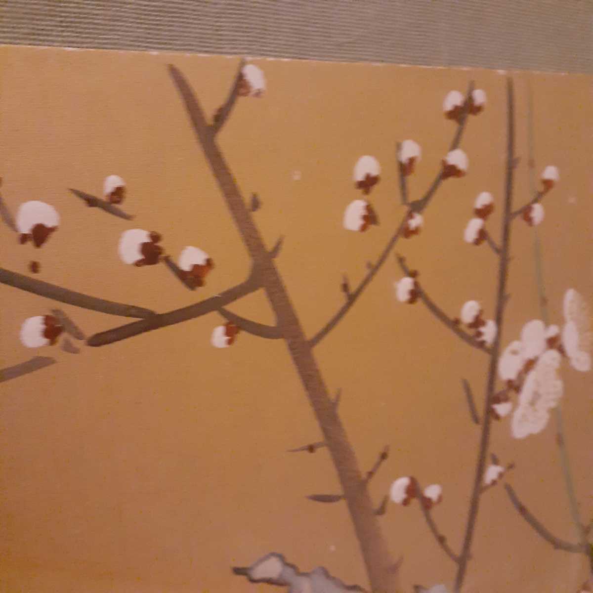 日本画 絹本 梅 銘あり 約57.5cm×45.5cm×2.7cm