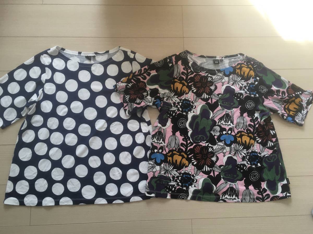 Paypayフリマ マリメッコ ユニクロ Tシャツ 2枚セットmarimekko グラフィック Tシャツ Xlサイズ ゆったり目 大きいサイズ