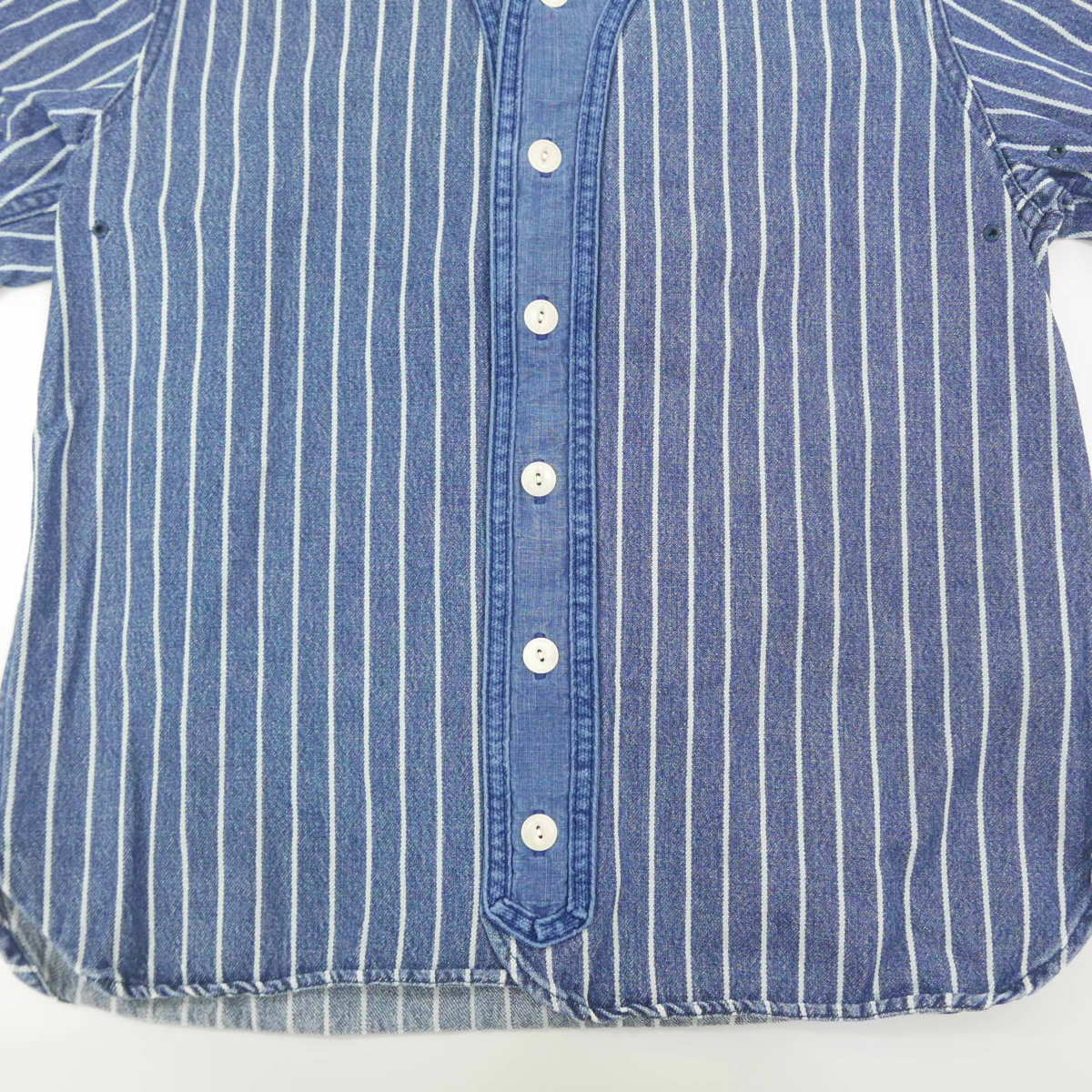 16SS visvim ビズビム DUGOUT SHIRT S/S(INDIGO STRIPES) 半袖