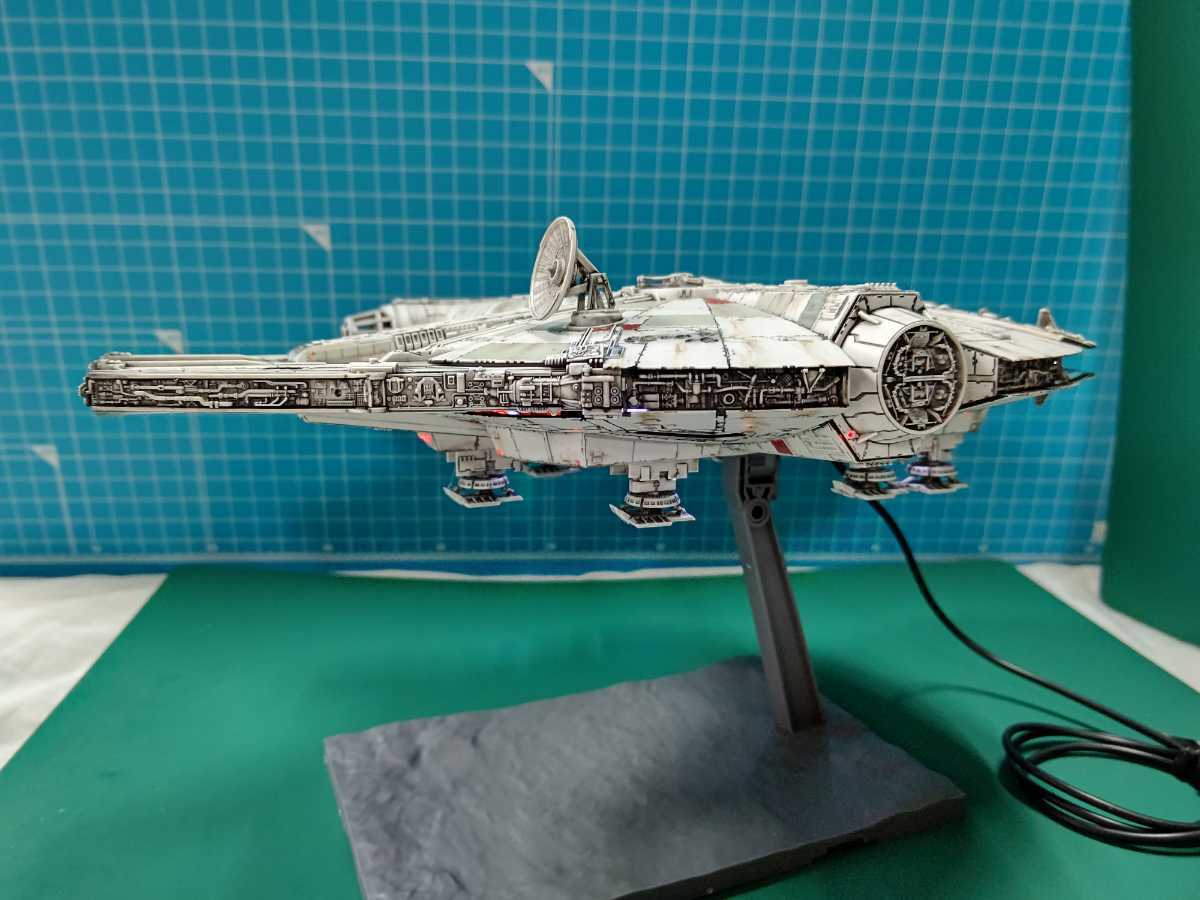 ④ Bandai millenium Falcon Star Wars Sky War car. night opening,1/144 plastic model illumination built-in settled USB power supply specification painting final product 