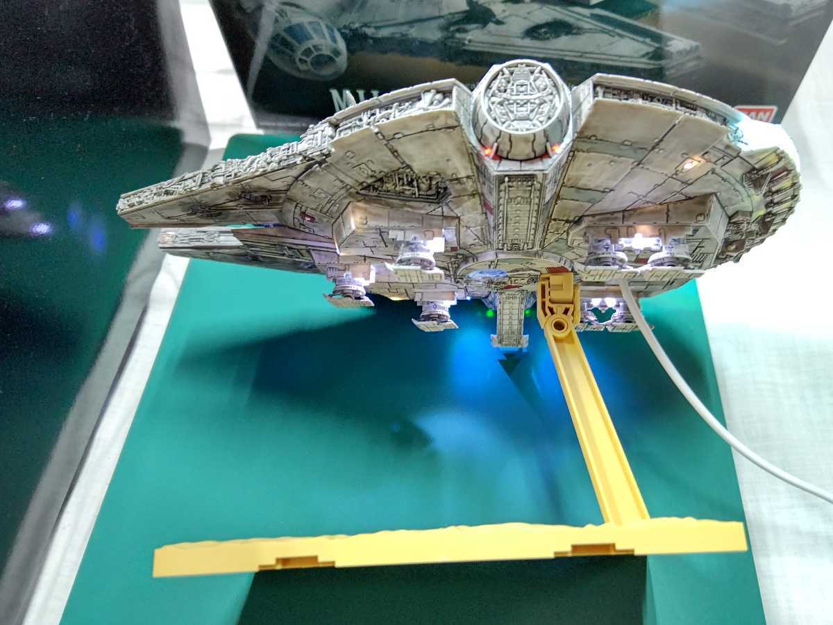 ① Bandai millenium Falcon Star Wars force. ..1/144 plastic model assembly illumination built-in ending USB power supply specification painting final product 