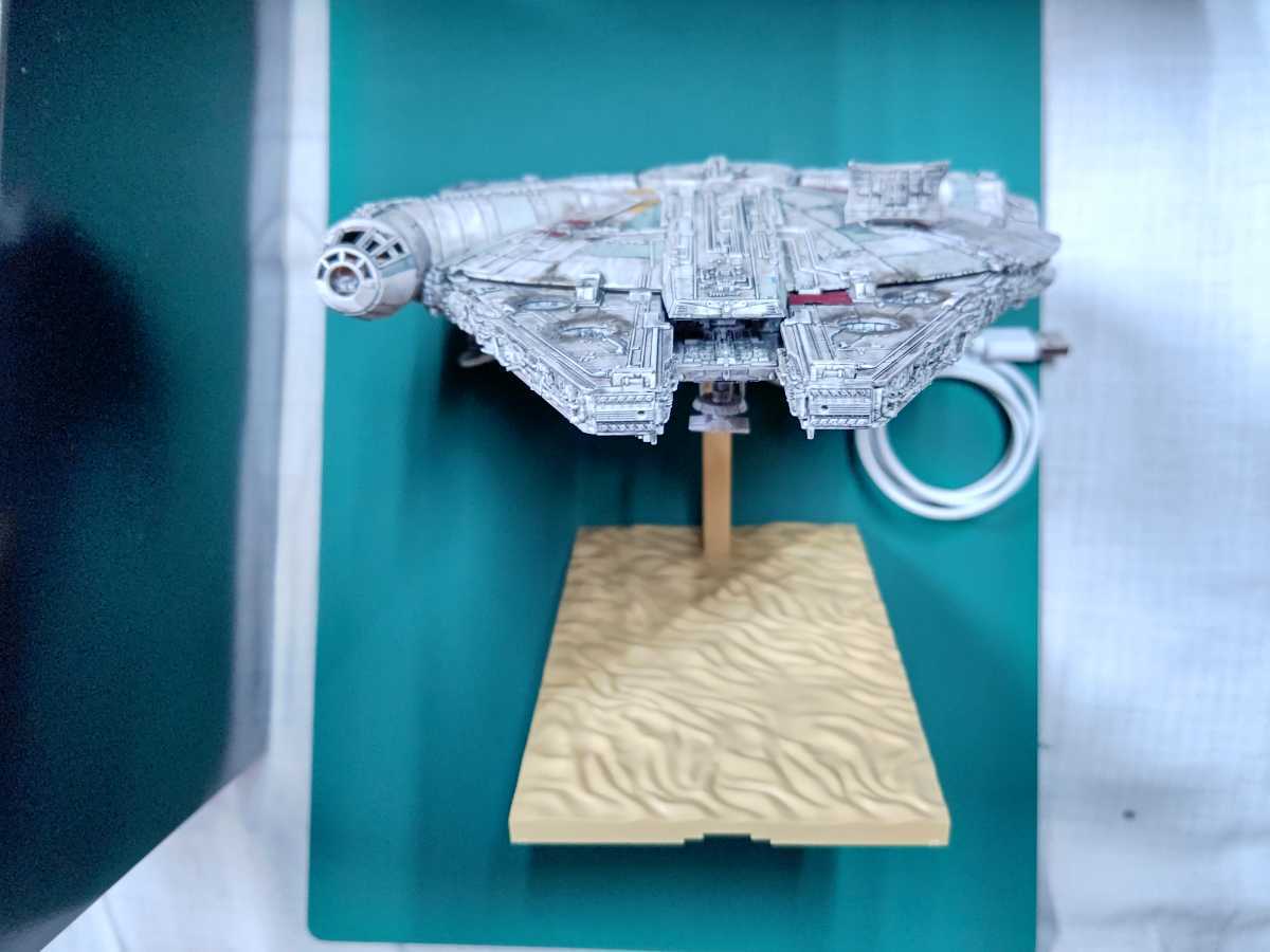 ① Bandai millenium Falcon Star Wars force. ..1/144 plastic model assembly illumination built-in ending USB power supply specification painting final product 