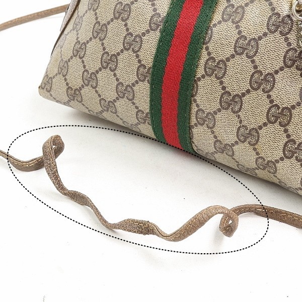 ヴィンテージ◆GUCCI/オールド グッチ PVC×レザー GG柄 シェリーライン 斜め掛け ミニ ショルダー バッグ_画像9