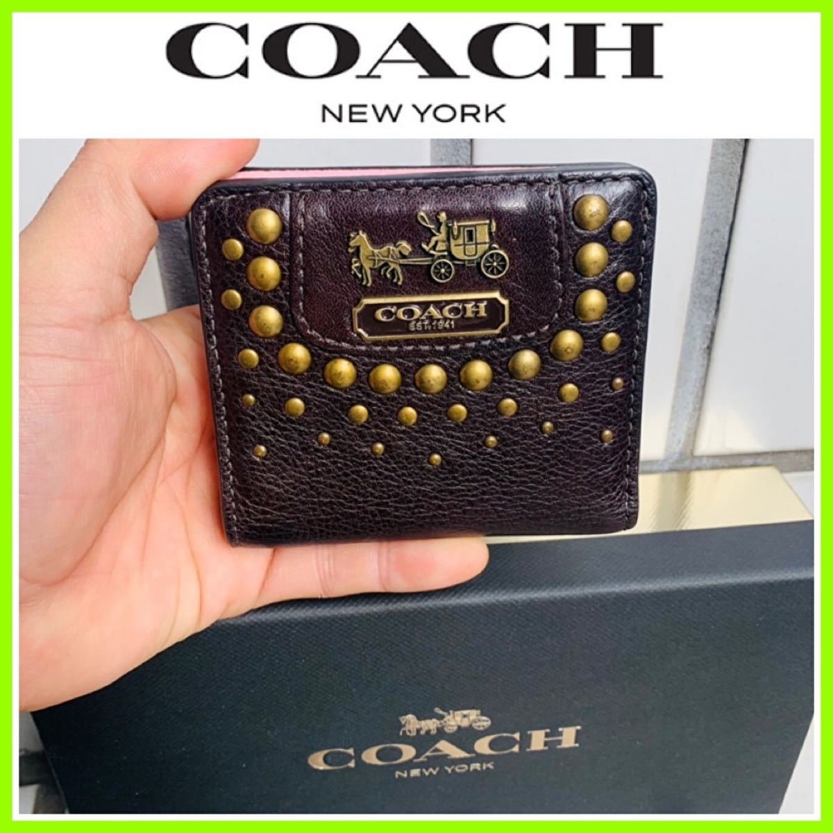 COACH銀座購入■本革×スタッズ■COACH コーチ　財布　レディース