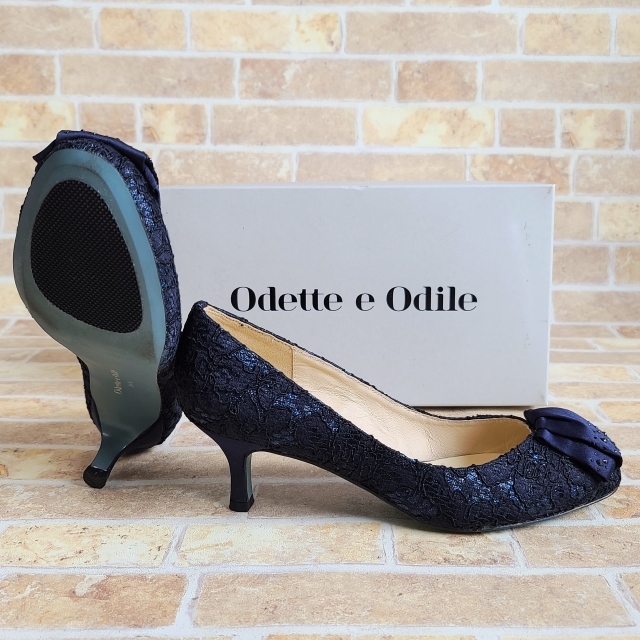  прекрасный товар otetoeoti-ru кружевная лента туфли-лодочки 24.5 темно-синий Odette e Odile United Arrows вечернее платье 