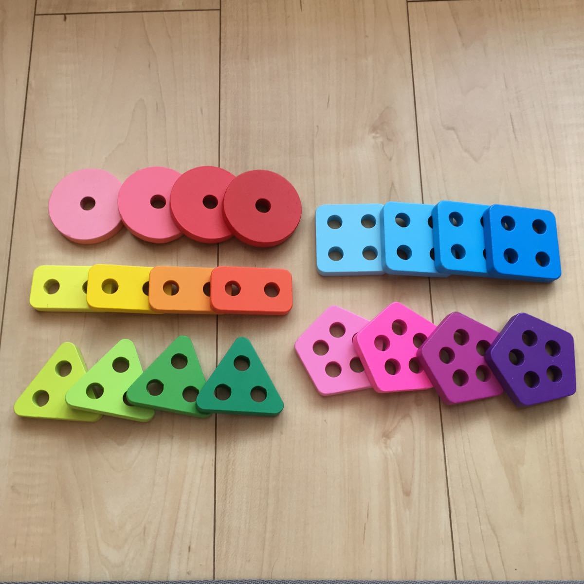 新品 知育玩具 木製ブロック ジオメトリーブロック 幼児教育 モンテッソーリ つみき 木のおもちゃ 英語 分数 パズル 幾何学ブロック_画像5