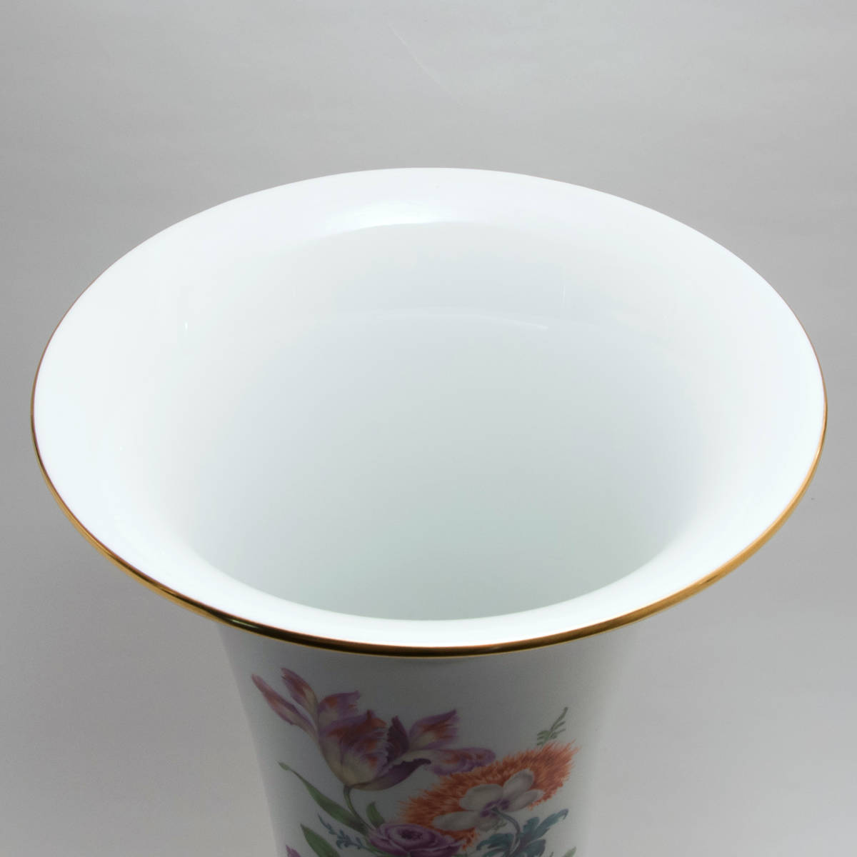 【現金特価】 旧画法 豪華な花のブーケ文 金彩 マイセン 大型花瓶 42 高さ マイセン