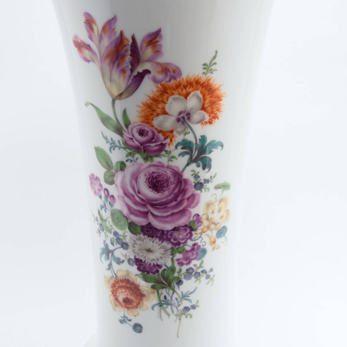 オンラインショップ 旧画法 豪華な花のブーケ文 金彩 マイセン 大型花瓶 42 高さ マイセン