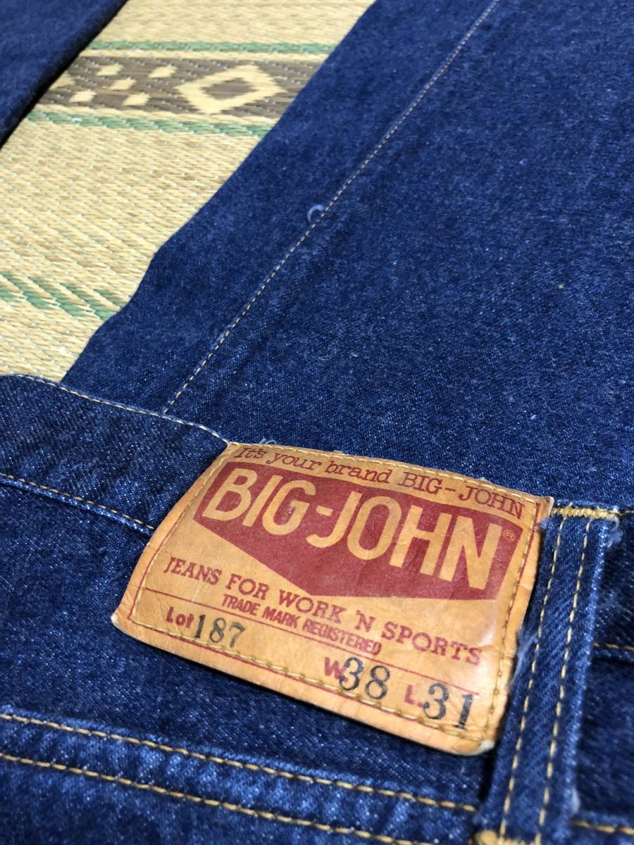 BIG-JOHN Big John Lot187 W38 Denim джинсы bell низ? местного производства Vintage Showa Retro бумага patch красный tabTALON ZIP бок сломан American Casual 