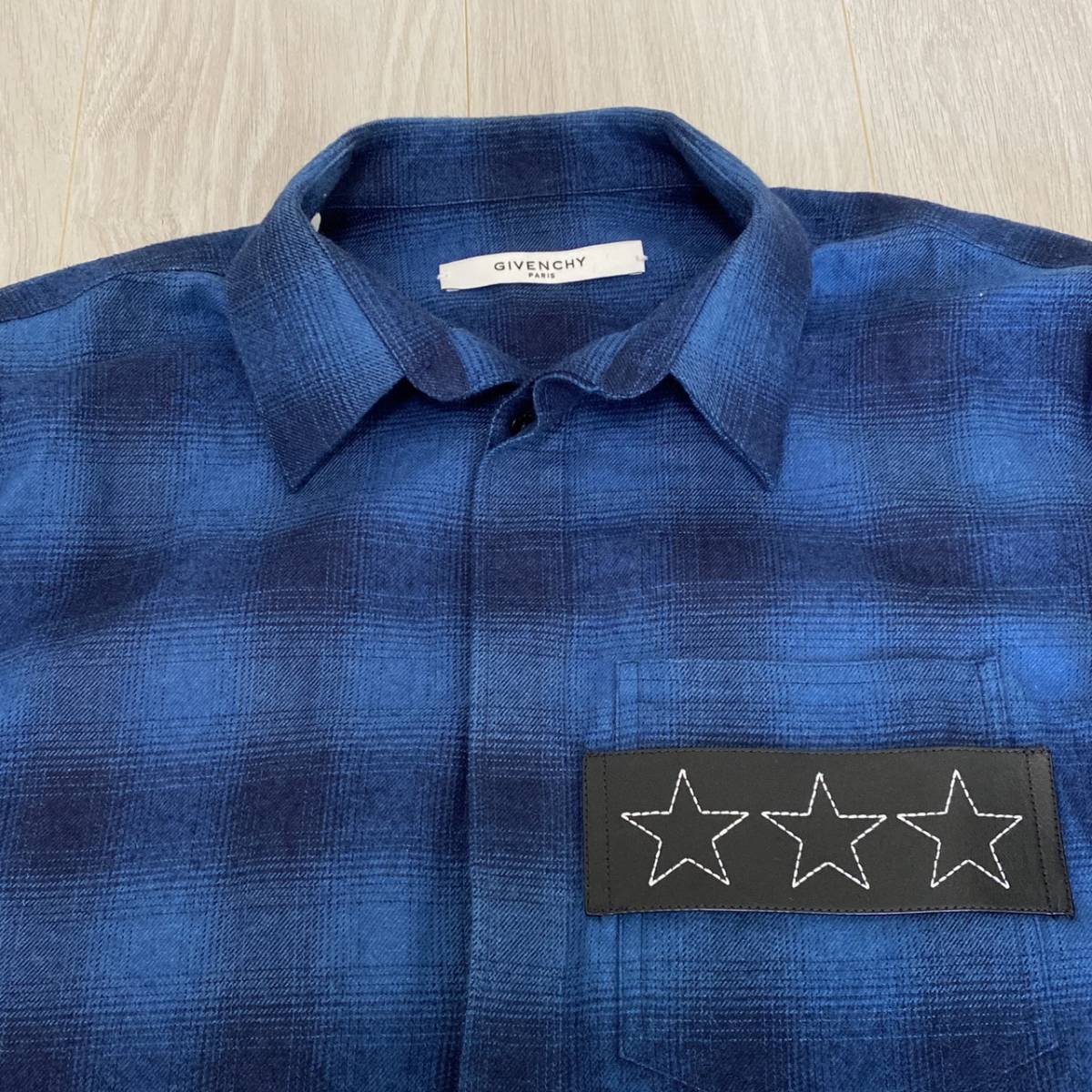 GIVENCHY ジバンシィ ジバンシー シャツ Blue 青 チェック-