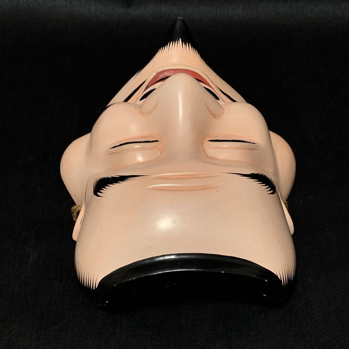 【古美術】木彫り お面 古面 能面 骨董 時代 三浦 壁飾り 壁掛け 彫刻 無垢材 歴史 文化 木製 伝統工芸 神楽面 舞楽面 狂言 備中_画像2