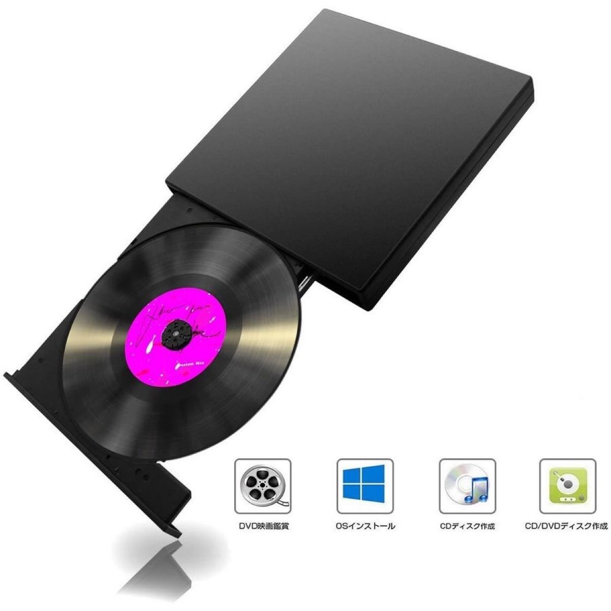 DVDドライブ 外付けUSB2.0外付けWindows/Mac OS対応 Windows mac 外付け ドライブ 書き込み