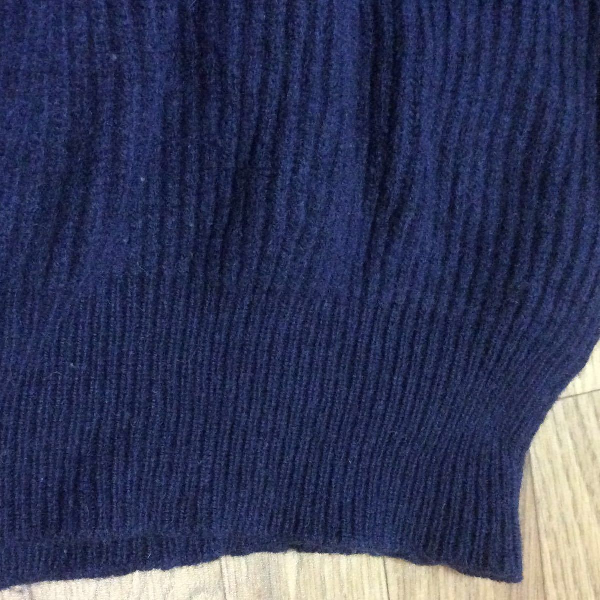 coen 羊毛 ハイネック リブ ニット セーター ネイビー 紺 ウール100% タートルネック レディースS〜M コーエン