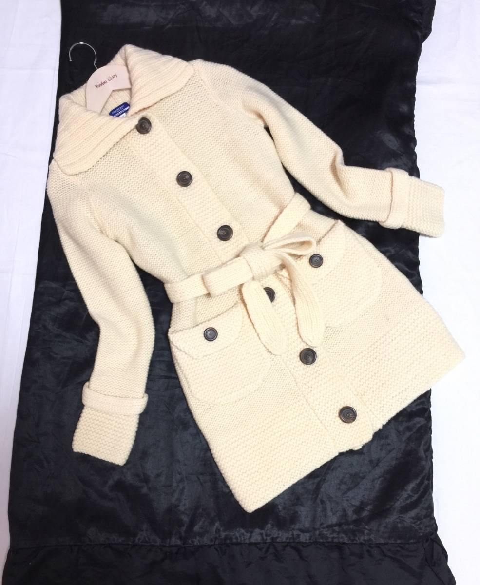 BURBERRY バーバリー ざっくり編み 大判襟 ベルト付 ニット コート