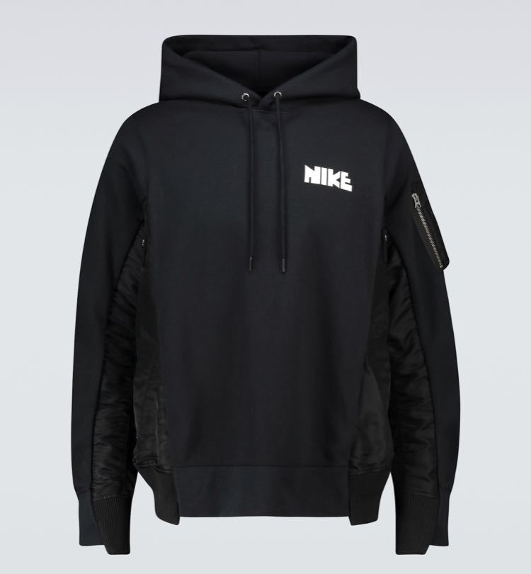 ★新品★sacaiサカイ×NIKEナイキCW2419-010★NRG HOODY再構築プルオーバーパーカーXSブラックBLACK黒/フーディー