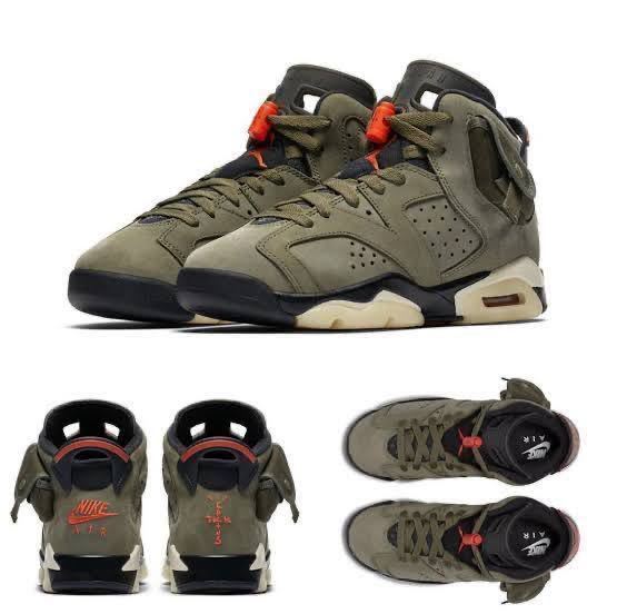 SNKRS購入 国内正規品 黒タグ NIKE AIR JORDAN 6 Ⅵ TRAVIS SCOTT MEDIUM OLIVE ナイキ エア ジョーダン トラビス スコット CACTUS JACK_画像3