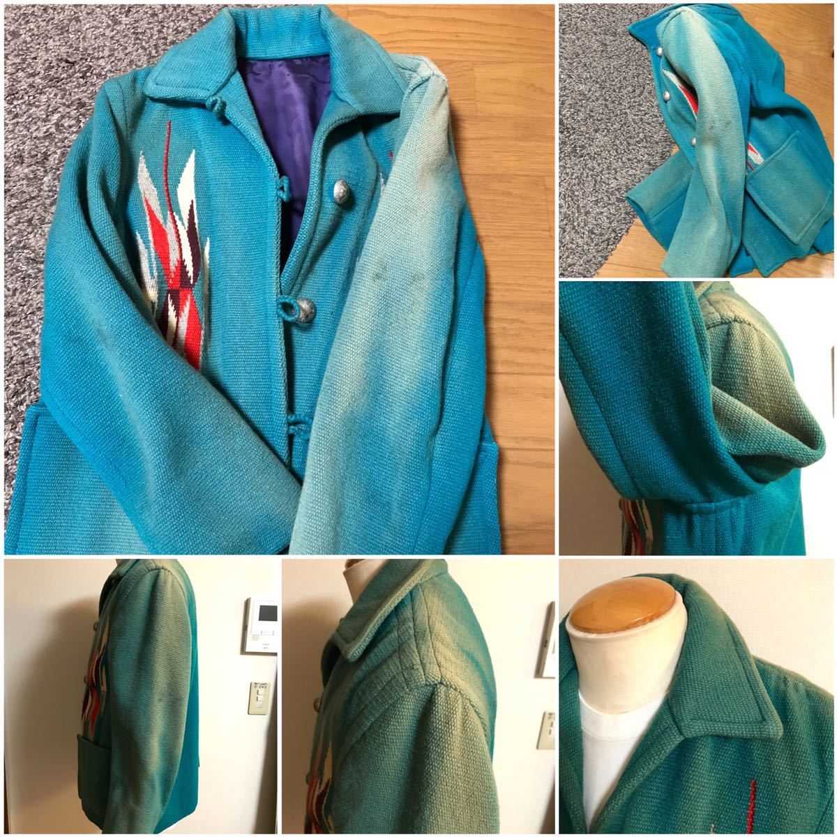 即決40s ビンテージ チマヨ ジャケット 36相当 ターコイズ 即決40s ビンテージ チマヨ ジャケット 36相当 ターコイズ