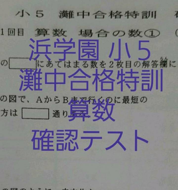 浜学園 小５ 灘中合格特訓 算数 確認テスト｜フリマ