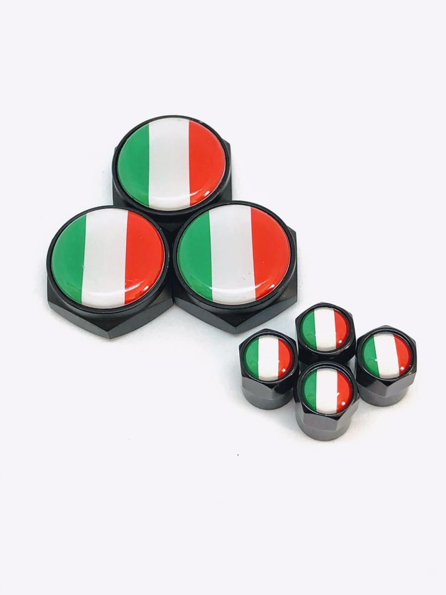 I vehicle inspection "shaken" conform Italy national flag air valve cap number plate bolt cover Fiat FIAT 124 126 127 128 131 500 500C 500L