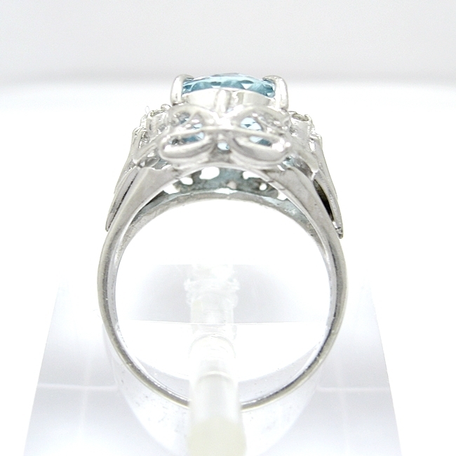Pt900 プラチナ リング 指輪 アクアマリン3.500ct ダイヤモンド0.060ct