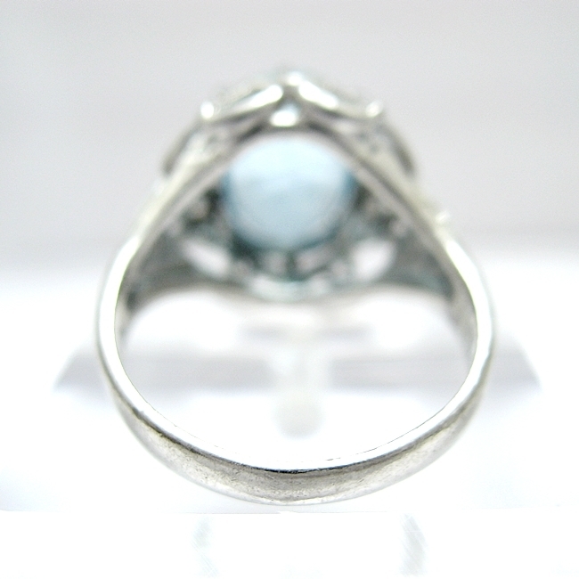 Pt900 プラチナ リング 指輪 アクアマリン3.500ct ダイヤモンド0.060ct