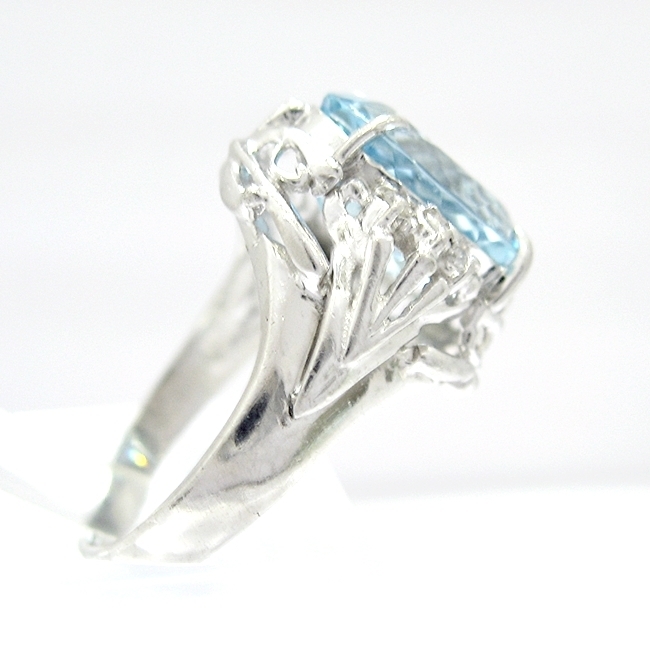 Pt900 プラチナ リング 指輪 アクアマリン3.500ct ダイヤモンド0.060ct