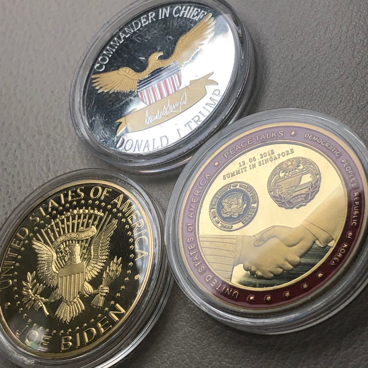 コイン　外国記念幣　アメリカ大統領　バイデン　トランプ  金正恩　歴史　3枚セット