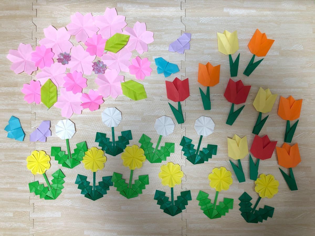 Paypayフリマ 折り紙 壁面 春セット 3月 4月 桜 たんぽぽ チューリップ Paypayフリマ 折り紙 壁面 春セット 3月 4月 桜 たんぽぽ チューリップ