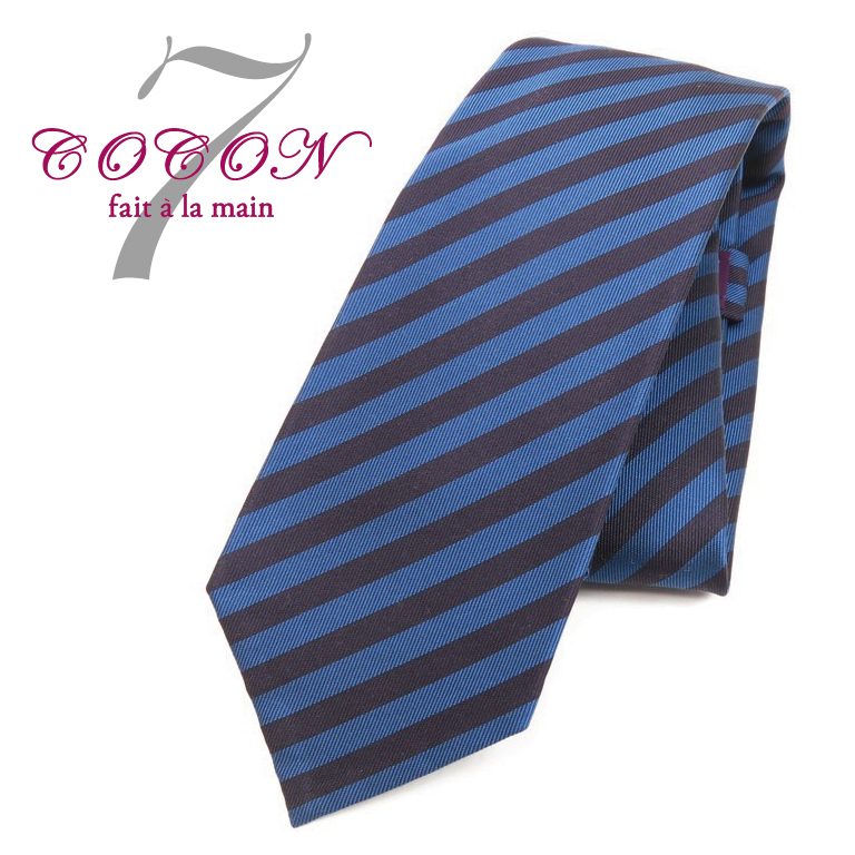 古典 リミテッドエディション COCON ココン 新品 セッテピエゲ [2102CPD] 紫×青 ネクタイ ストライプ Ｗフェイスツイル ネクタイ一般