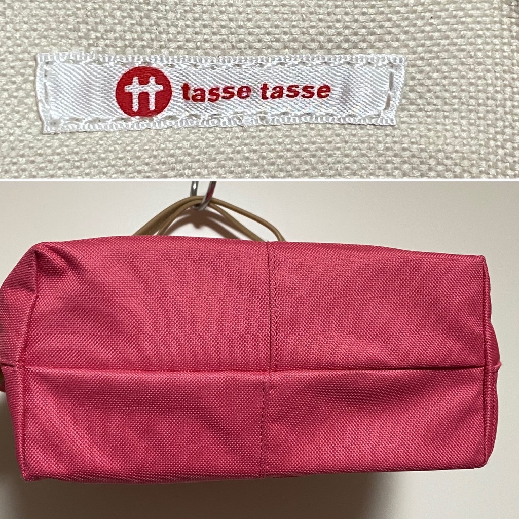 ▼ tasse tasse タスタス ハンドバッグ ピンク インナーポーチ付き フェイクレザーハンドル _画像5