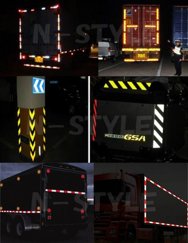 高輝度反射テープ 5ｃｍ幅×100ｃｍ レッド　赤リフレクト反射シール トラック自動車バイク自転車などの事故防止安全対策に反射ステッカー_画像5