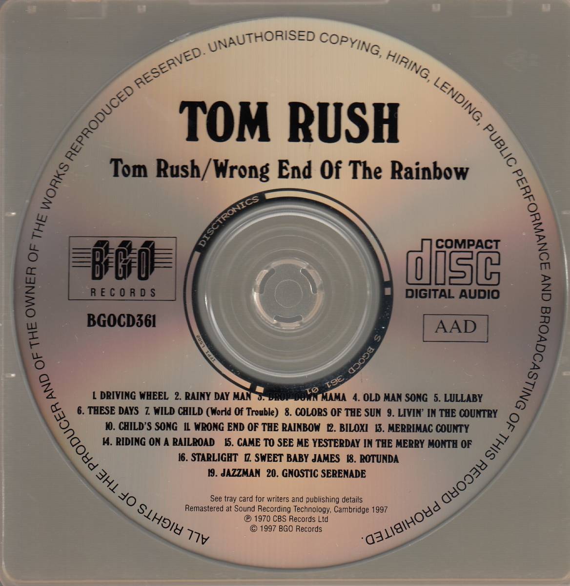 輸 Tom Rush トム・ラッシュ Tom Rush / Wrong End Of The Rainbow◆規格番号■BGOCD-361◆送料無料■即決●交渉有_画像3