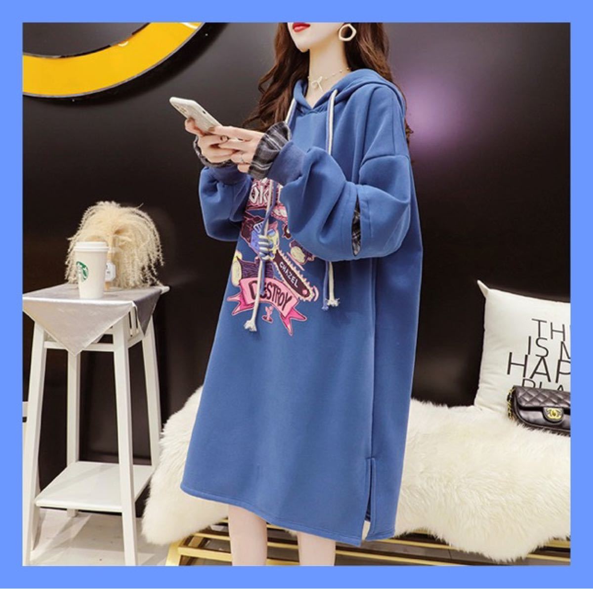 Paypayフリマ スウェットワンピ 韓国 スウェット ワンピース 青 大きいサイズ オルチャン Paypayフリマ スウェットワンピ 韓国 スウェット ワンピース 青 大きいサイズ オルチャン