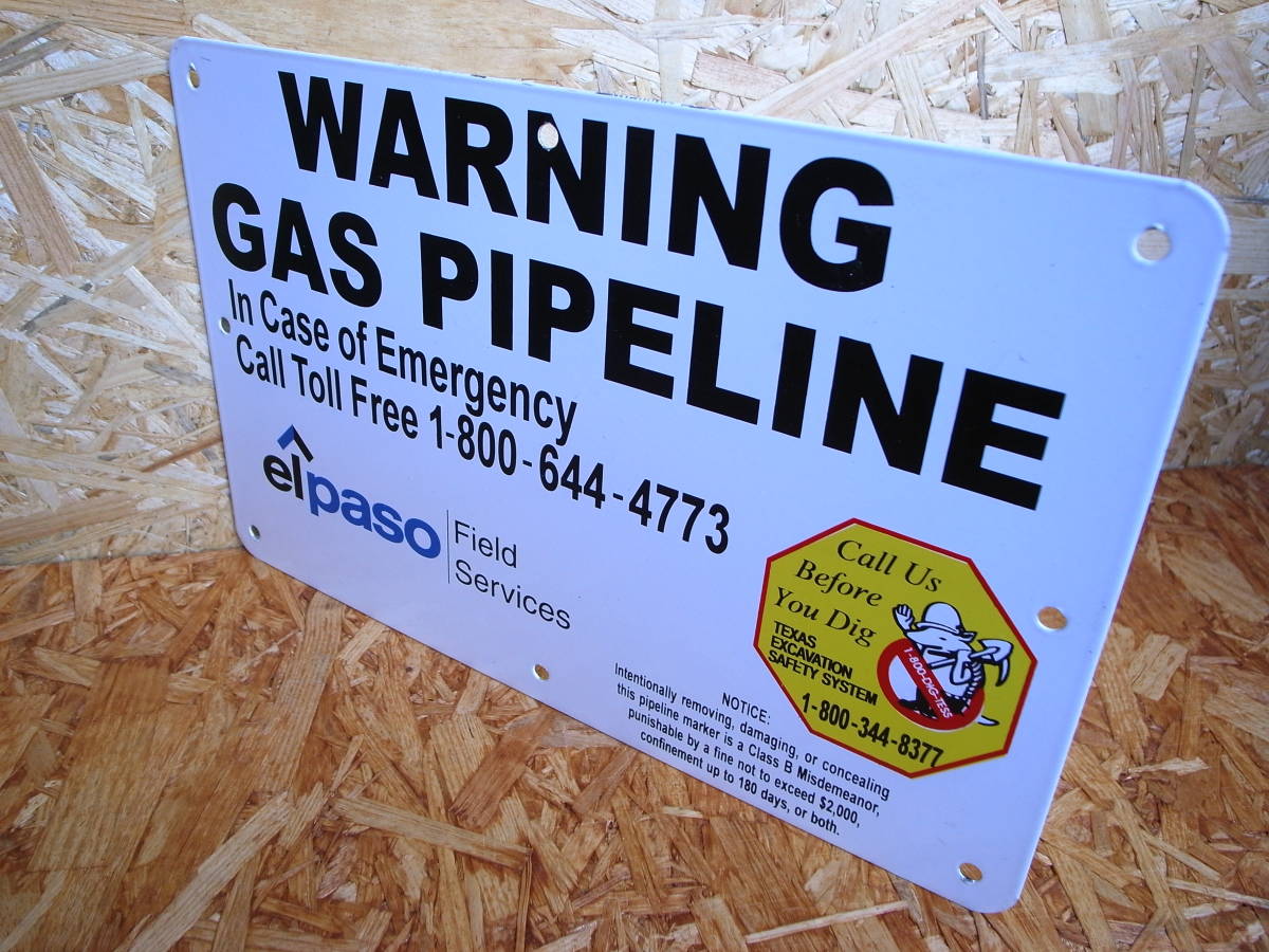 ★　USA　オリジナル　ワーニング　ガスパイプライン　両面表示警告看板　未使用の本物 　★_画像5