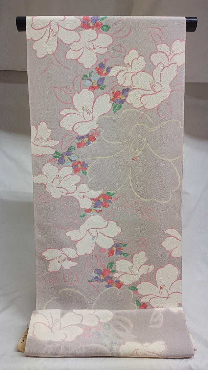 税込) 絹 抽象華文様 藤グレー系 67 小紋 新品 丹後ちりめん リメイク ...