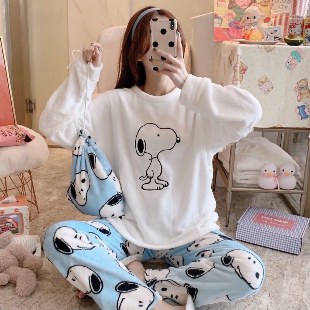 Paypayフリマ もこもこパジャマ 韓国風ルームウェア上下セット部屋着キャラクター 可愛い Paypayフリマ もこもこパジャマ 韓国風ルームウェア上下セット部屋着キャラクター 可愛い