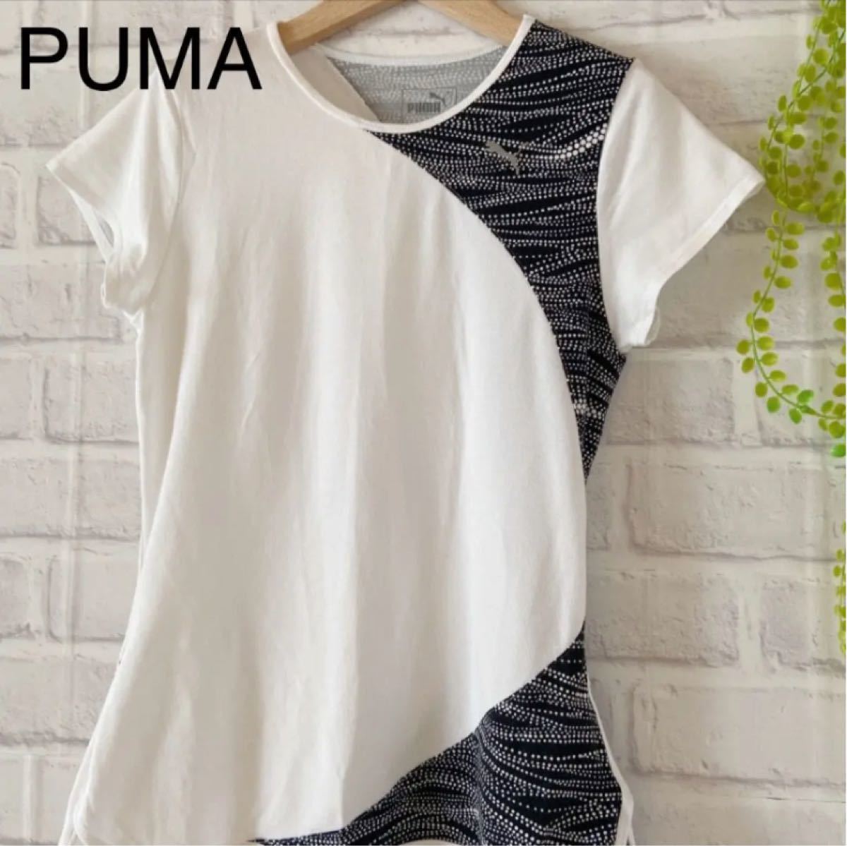 PUMA トレーニング シャイン半袖シャツ　トレーニングtシャツ  白　S 半袖Tシャツ