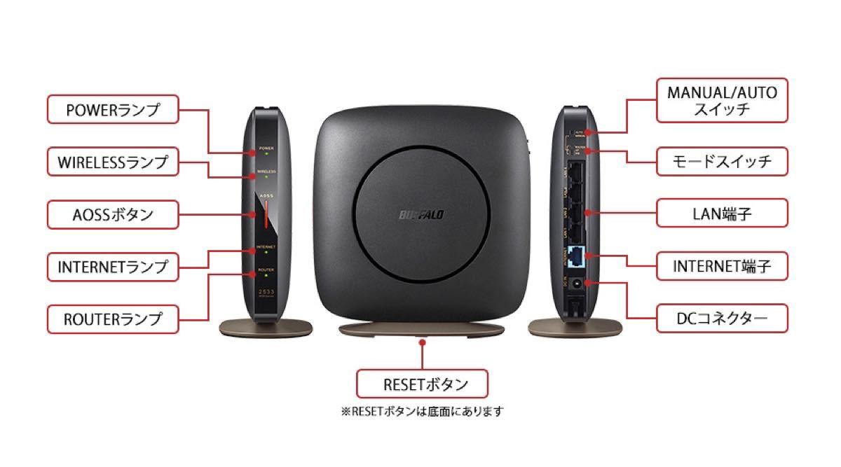 Wi-Fiルーター親機1733+800Mbps★バッファローWSR-2533DHP3-BK 霧ヶ峰Remote 日立ドシテル対応 