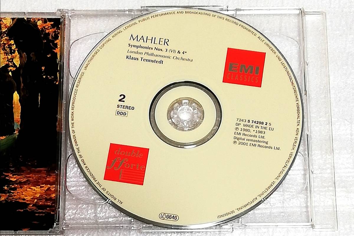 CD　マーラー 交響曲3&4番/テンシュテット/2枚組/EU盤_画像4