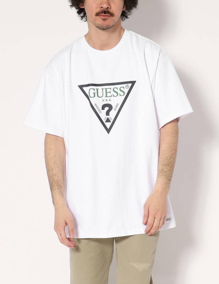 GUESS GREEN LABEL グリーンレーベル ビッグシルエット ロゴ Tシャツ★サイズM ゲス プレミアムライン 白 ホワイト ロイヤルフラッシュ取扱