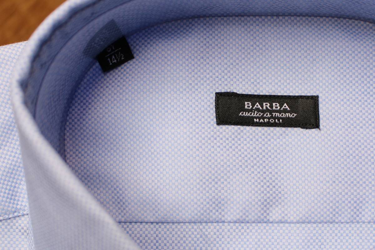未使用 ナポリ　BARBA　ドレスシャツ BLACK LABEL　サックスブルー　セミワイド 定価31,900円_画像2