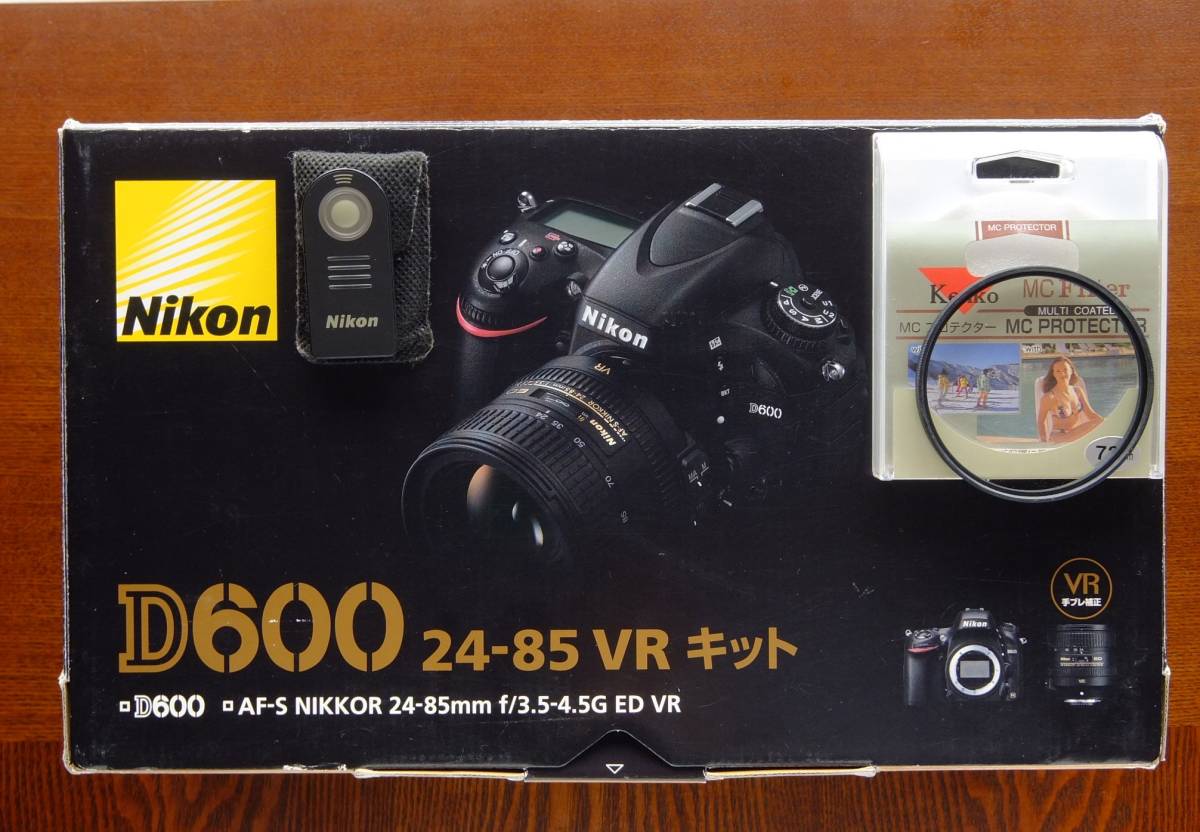 NIKON。D600外箱、リモコン　ML-L3、Kenko　MCプロテクター72ｍｍ、以上3点。折曲げ寸法　高さ＝320ｍｍ、幅＝580ｍｍ、厚さ＝30ｍｍ。_リモコン、フィルター、外箱