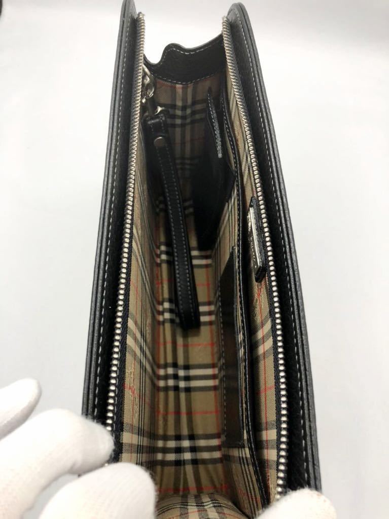 バーバリー　セカンドバッグ　ブラック　未使用品　メンズ　クラッチバッグ　BURBERRY レザー　牛革　ビジネスバッグ　カバン